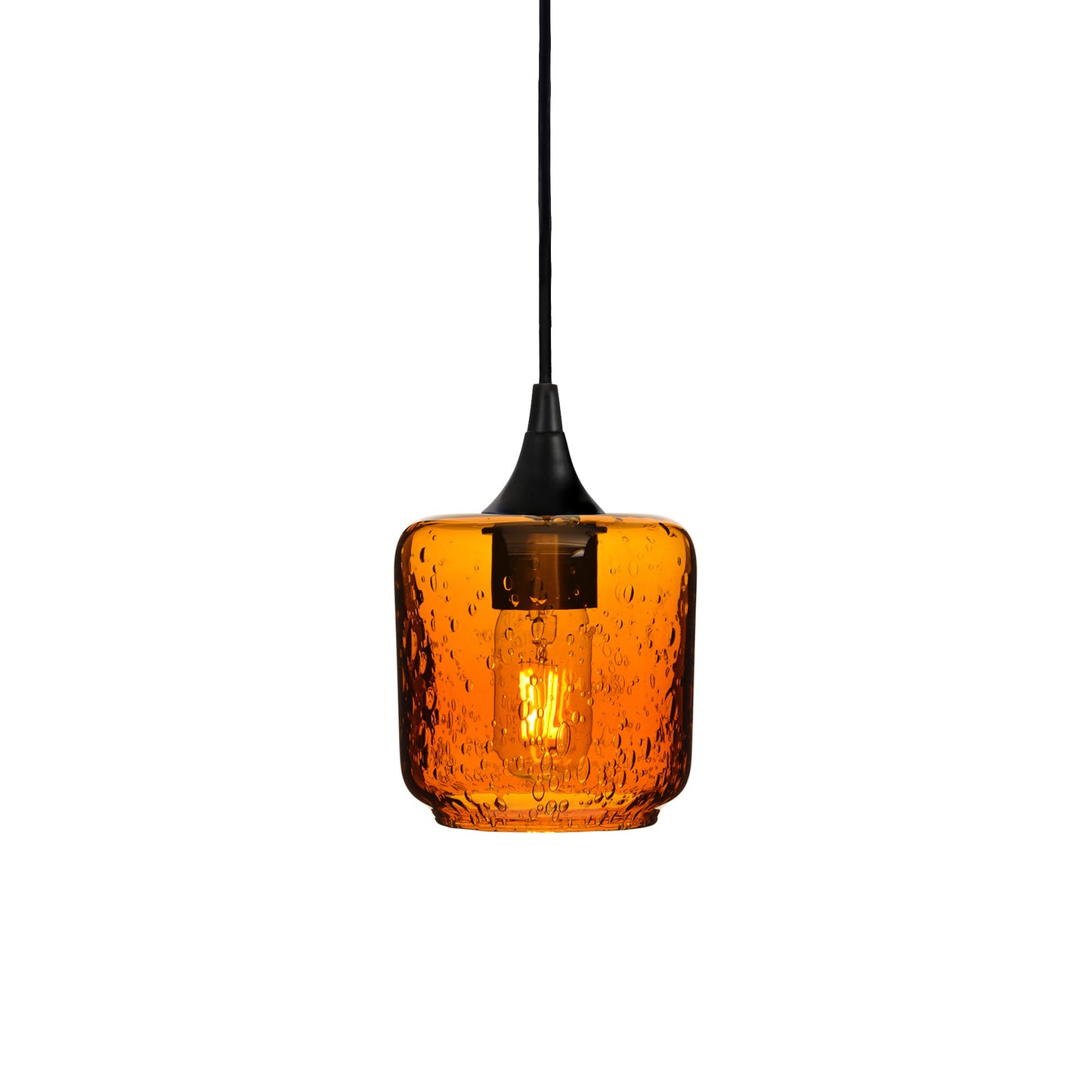 601 Single Pendant Light-Bicycle Glass Co-Matte Black 15ft Cord + Track Mount-Lunar-Golden Amber-Bicycle Glass Co