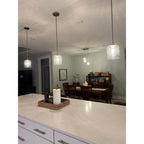 601 Single Pendant Light-Pendant Light-Bicycle Glass Co-Matte Black - 8ft Cord-Lunar-Steel Blue-Bicycle Glass Co