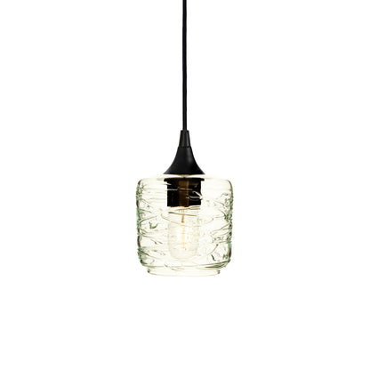 601 Single Pendant Light-Bicycle Glass Co-Matte Black 15ft Cord + Track Mount-Spun-Eco Clear-Bicycle Glass Co
