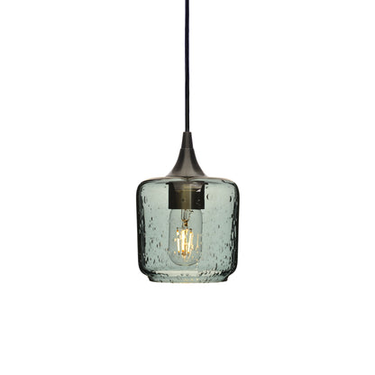 601 Single Pendant Light-Bicycle Glass Co-Antique Bronze 15ft Cord + Track Mount-Lunar-Slate Gray-Bicycle Glass Co