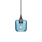 601 Single Pendant Light-Bicycle Glass Co-Antique Bronze 15ft Cord + Track Mount-Lunar-Steel Blue-Bicycle Glass Co