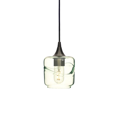 601 Single Pendant Light-Bicycle Glass Co-Antique Bronze 15ft Cord + Track Mount-Swell-Eco Clear-Bicycle Glass Co