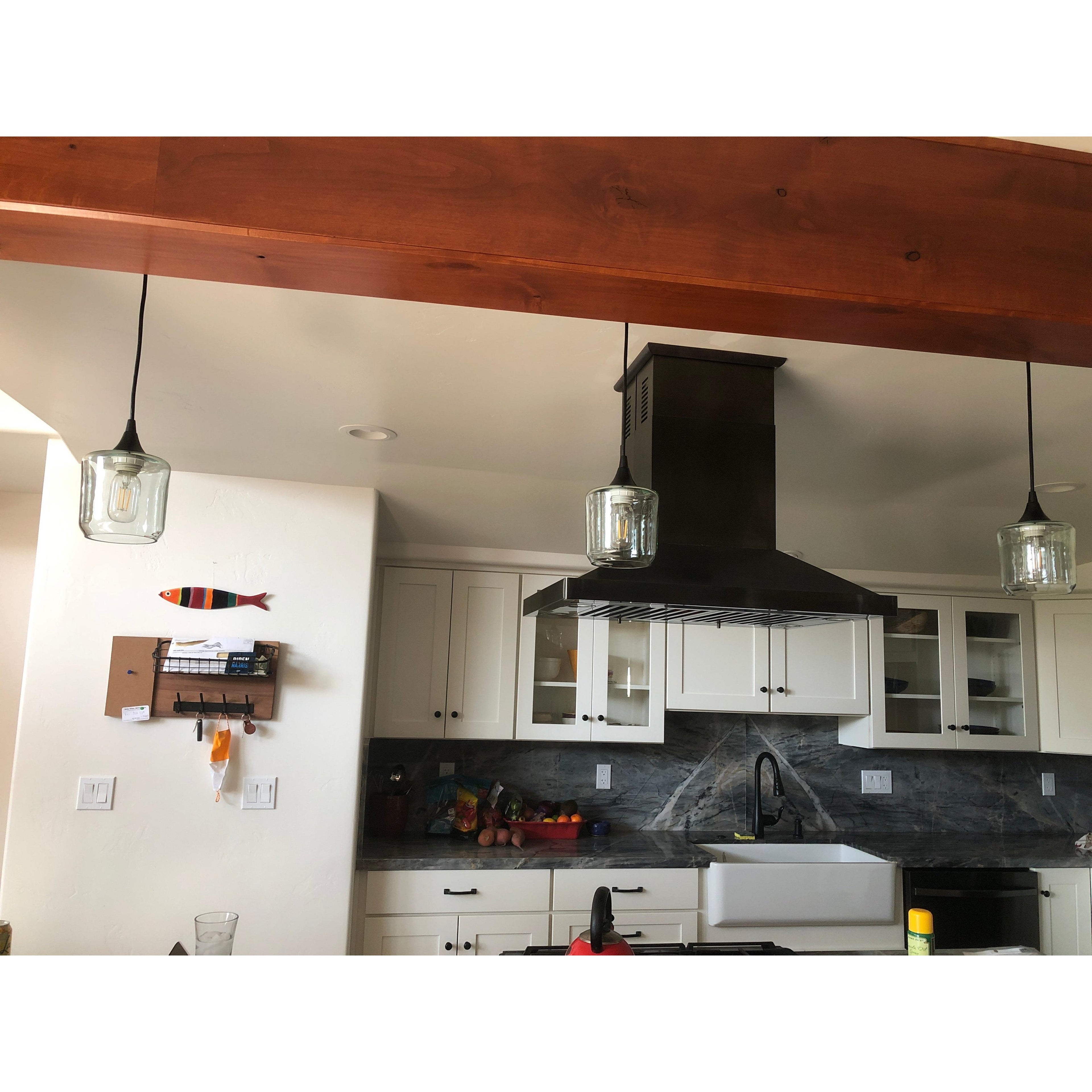 601 Single Pendant Light-Pendant Light-Bicycle Glass Co-Matte Black - 8ft Cord-Lunar-Steel Blue-Bicycle Glass Co