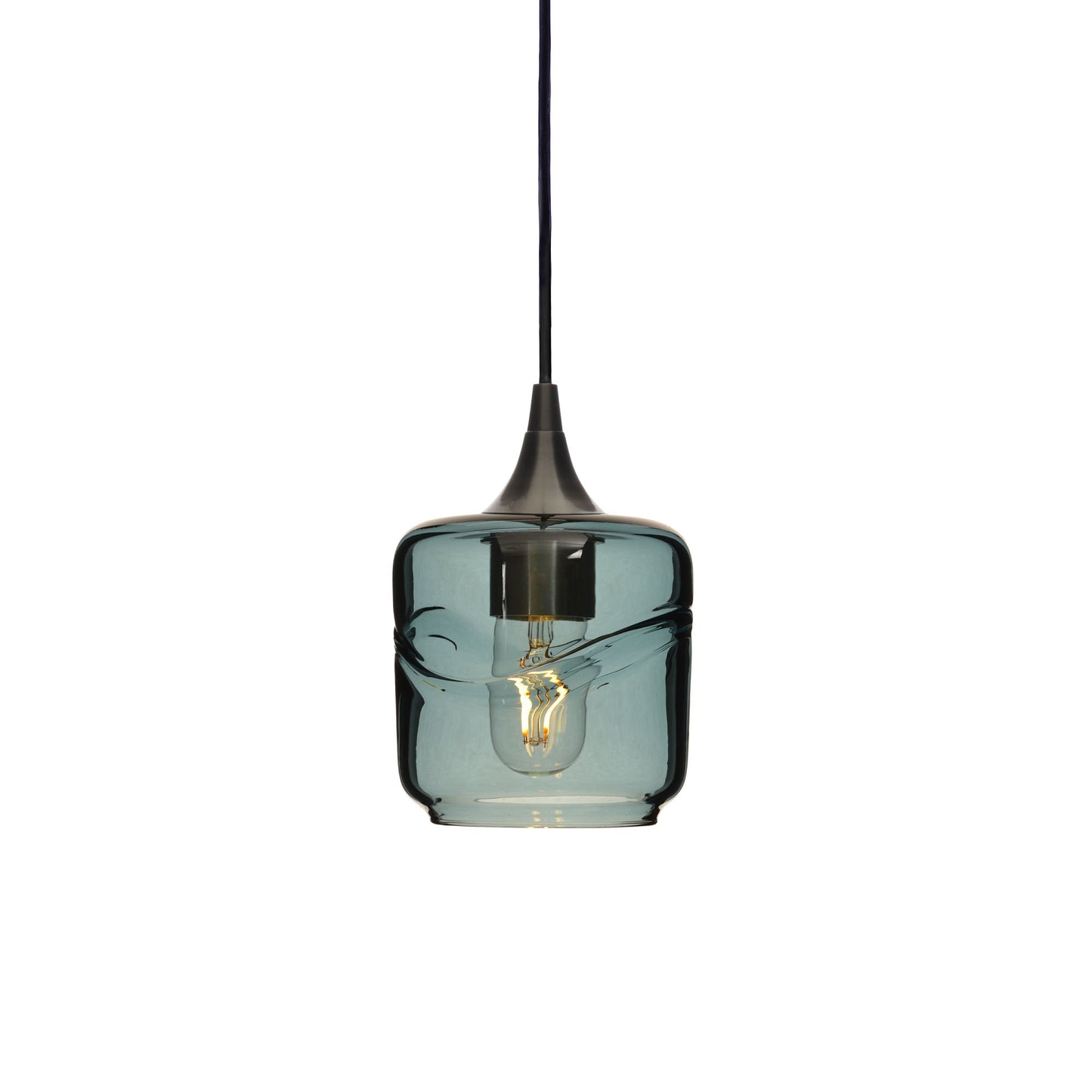 601 Single Pendant Light-Bicycle Glass Co-Antique Bronze 15ft Cord + Track Mount-Swell-Slate Gray-Bicycle Glass Co