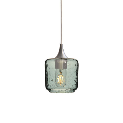601 Single Pendant Light-Bicycle Glass Co-Brushed Nickel 15ft Cord + Track Mount-Lunar-Slate Gray-Bicycle Glass Co