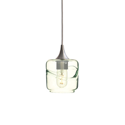 601 Single Pendant Light-Bicycle Glass Co-Brushed Nickel 15ft Cord + Track Mount-Swell-Eco Clear-Bicycle Glass Co