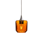 601 Single Pendant Light-Bicycle Glass Co-Brushed Nickel 15ft Cord + Track Mount-Lunar-Golden Amber-Bicycle Glass Co