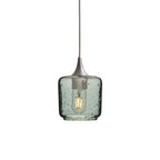 601 Single Pendant Light-Bicycle Glass Co-Brushed Nickel 15ft Cord + Track Mount-Lunar-Slate Gray-Bicycle Glass Co