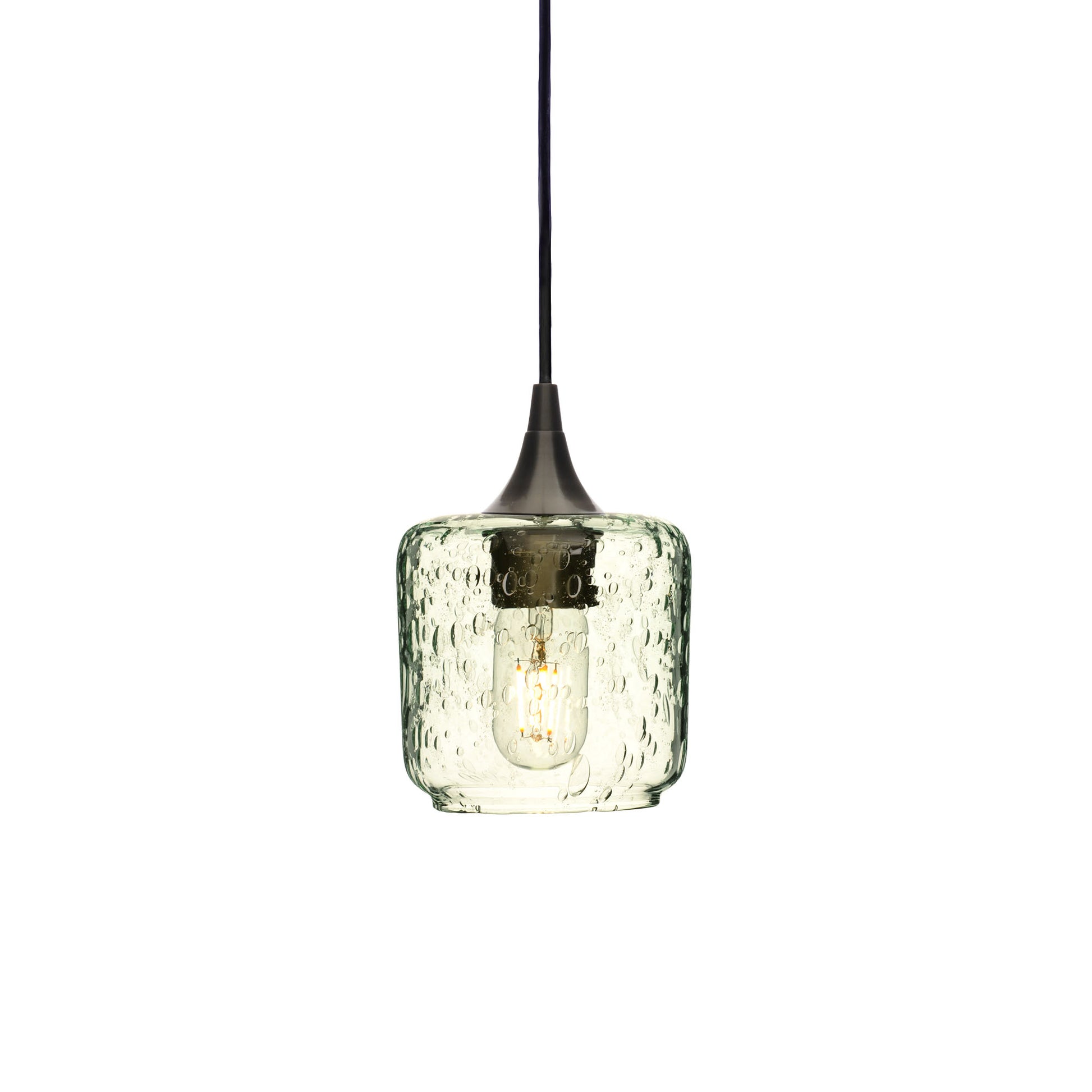 601 Single Pendant Light-Bicycle Glass Co-Antique Bronze - 4ft Cord-Lunar-Eco Clear-Bicycle Glass Co