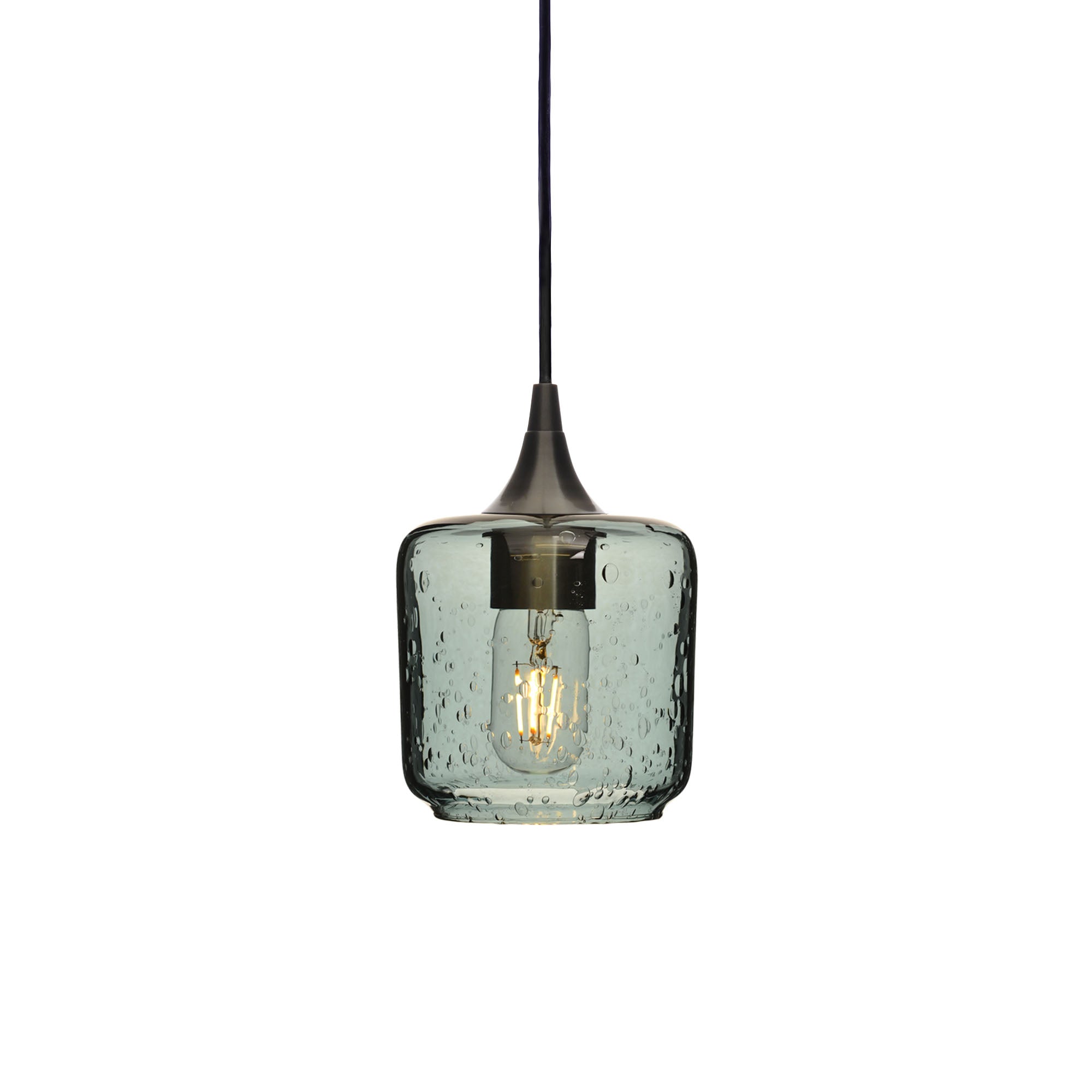 601 Single Pendant Light-Bicycle Glass Co-Antique Bronze - 4ft Cord-Lunar-Slate Gray-Bicycle Glass Co