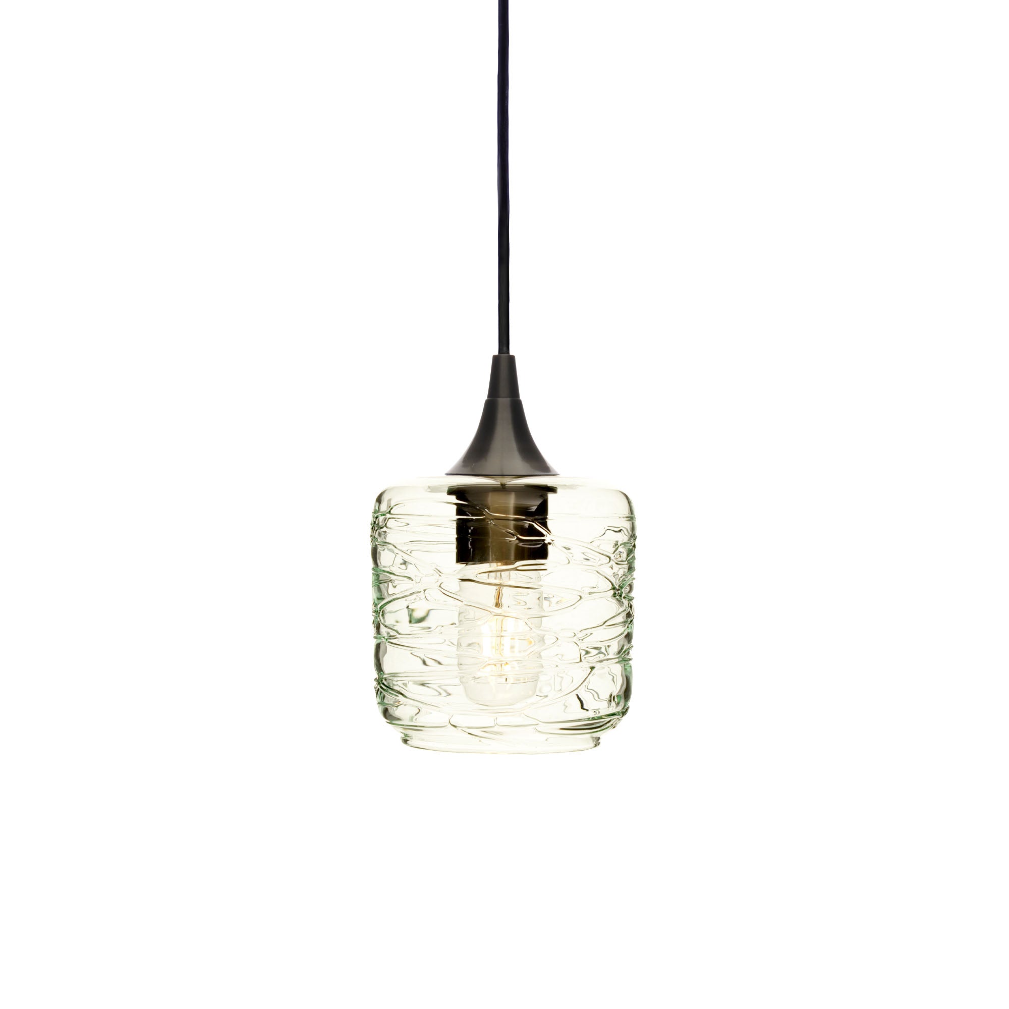 601 Single Pendant Light-Bicycle Glass Co-Antique Bronze - 4ft Cord-Spun-Eco Clear-Bicycle Glass Co