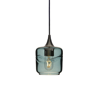 601 Single Pendant Light-Bicycle Glass Co-Antique Bronze - 4ft Cord-Swell-Slate Gray-Bicycle Glass Co