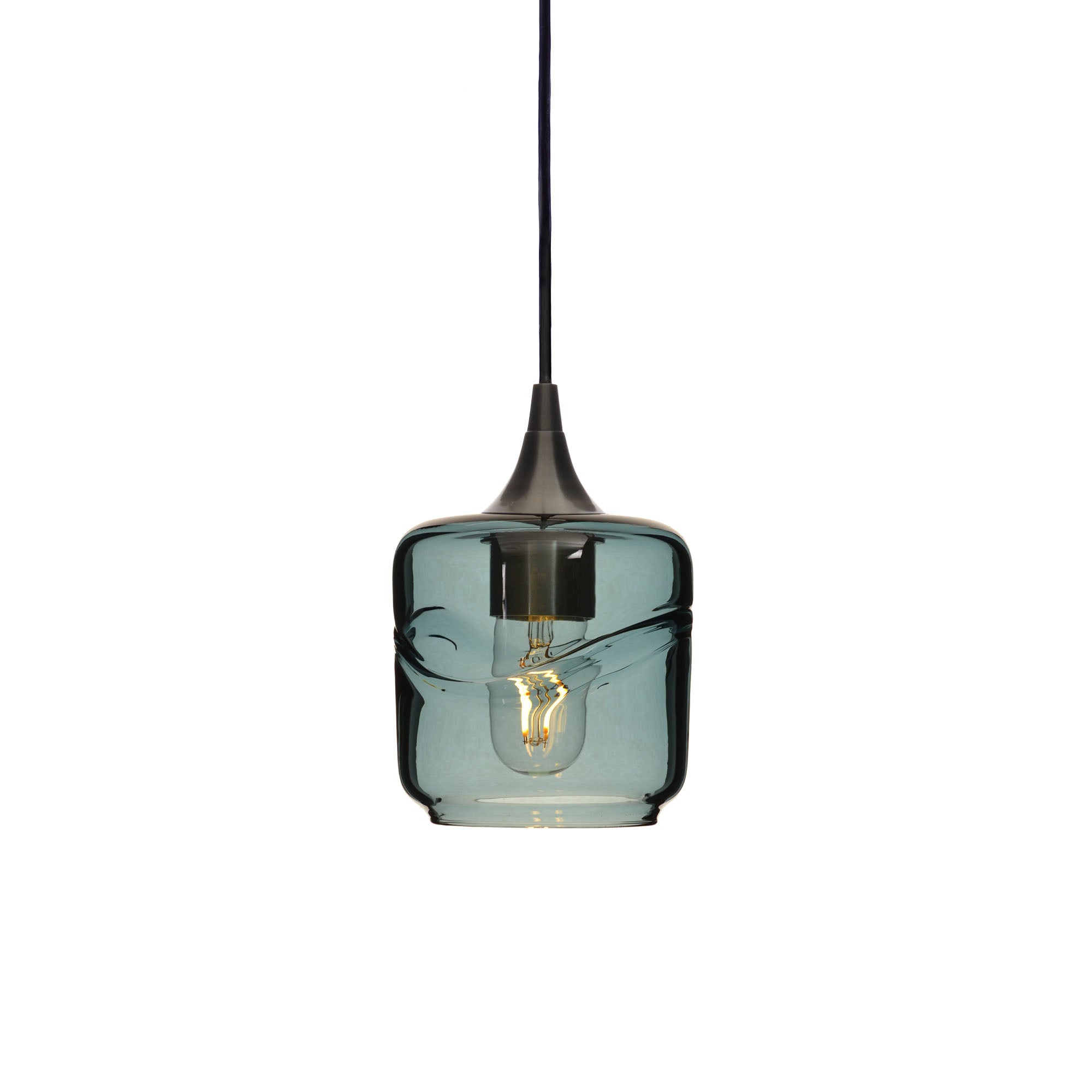 601 Single Pendant Light-Bicycle Glass Co-Antique Bronze - 4ft Cord-Swell-Slate Gray-Bicycle Glass Co