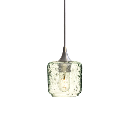 601 Single Pendant Light-Bicycle Glass Co-Brushed Nickel - 4ft Cord-Lunar-Eco Clear-Bicycle Glass Co