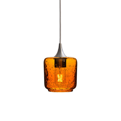 601 Single Pendant Light-Bicycle Glass Co-Brushed Nickel - 4ft Cord-Lunar-Golden Amber-Bicycle Glass Co