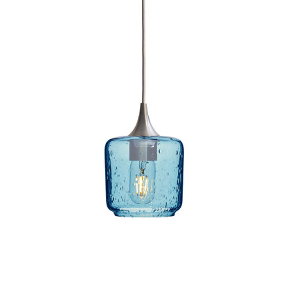 601 Single Pendant Light-Bicycle Glass Co-Brushed Nickel - 4ft Cord-Lunar-Steel Blue-Bicycle Glass Co