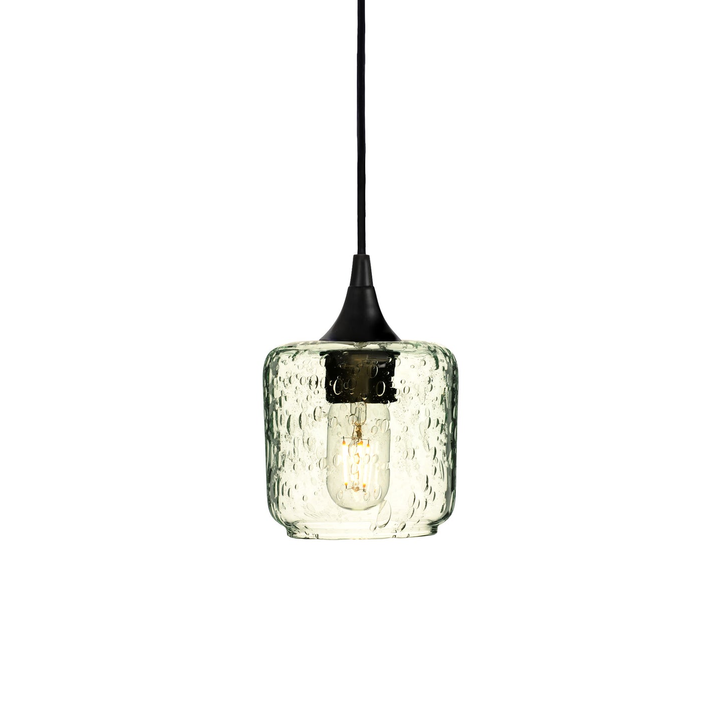 601 Single Pendant Light-Bicycle Glass Co-Matte Black - 4ft Cord-Lunar-Eco Clear-Bicycle Glass Co