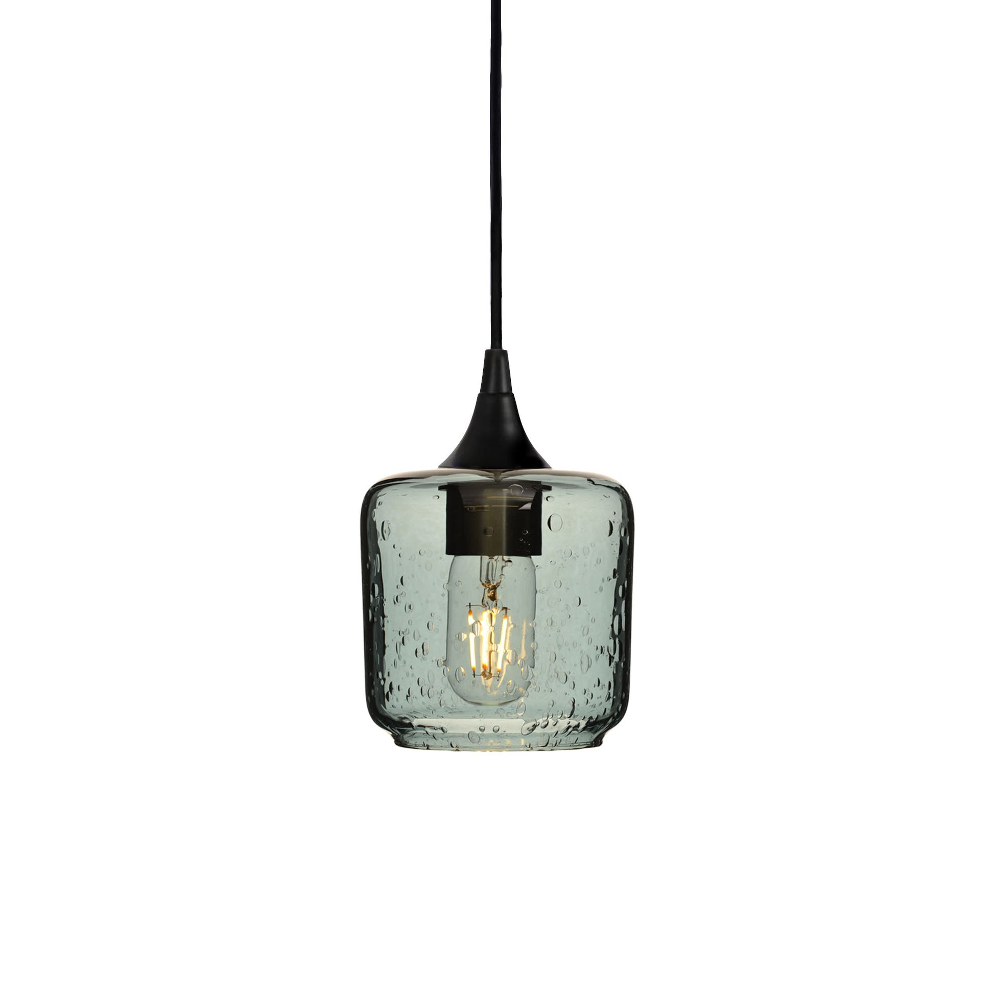 601 Single Pendant Light-Bicycle Glass Co-Matte Black - 4ft Cord-Lunar-Slate Gray-Bicycle Glass Co