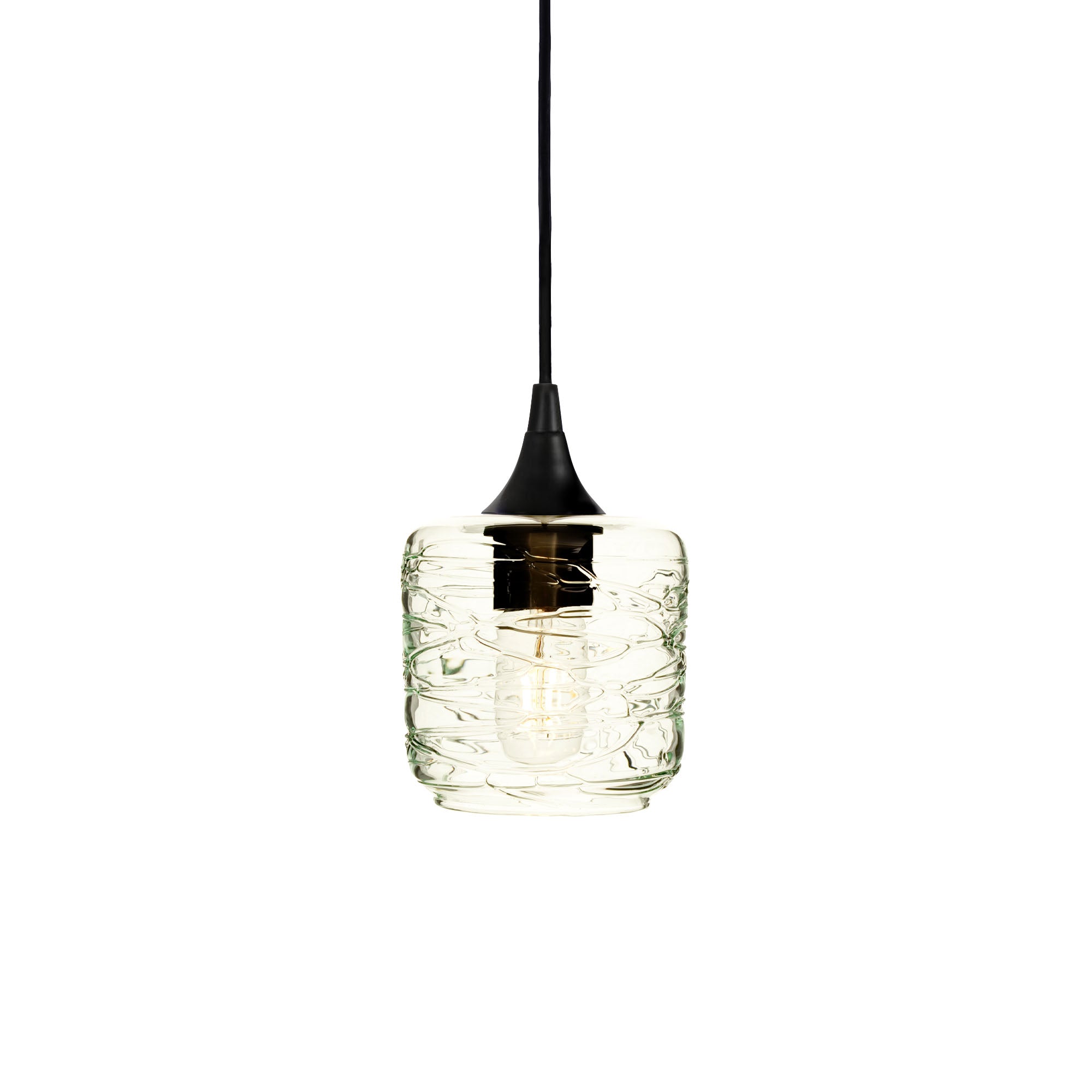 601 Single Pendant Light-Bicycle Glass Co-Matte Black - 4ft Cord-Spun-Eco Clear-Bicycle Glass Co