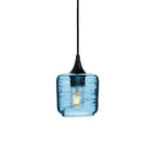 601 Single Pendant Light-Bicycle Glass Co-Matte Black - 4ft Cord-Spun-Steel Blue-Bicycle Glass Co