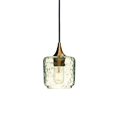 601 Single Pendant Light-Bicycle Glass Co-Polished Brass - 4ft Cord-Lunar-Eco Clear-Bicycle Glass Co