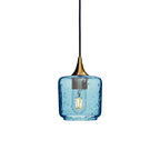 601 Single Pendant Light-Bicycle Glass Co-Polished Brass - 4ft Cord-Lunar-Steel Blue-Bicycle Glass Co