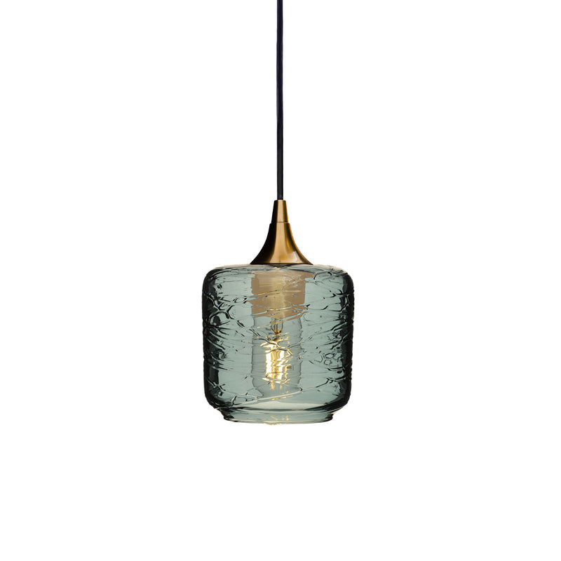601 Single Pendant Light – Polished Brass - 8ft Downrod / Spun / Slate Gray