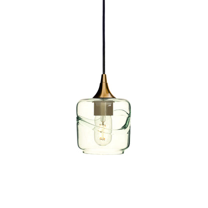 601 Single Pendant Light-Bicycle Glass Co-Polished Brass - 4ft Cord-Swell-Eco Clear-Bicycle Glass Co