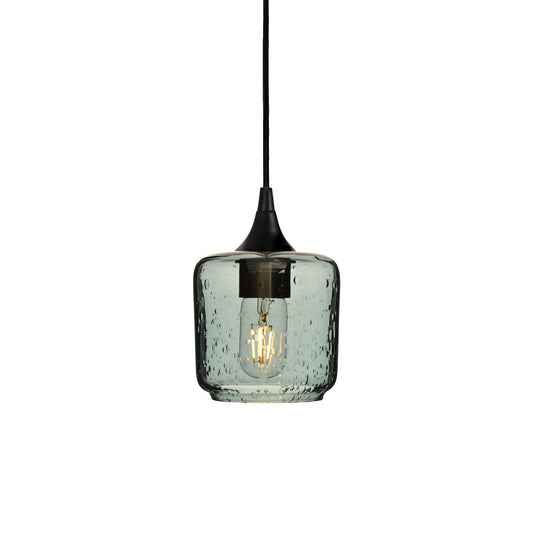 601 Single Pendant Light-Bicycle Glass Co-Matte Black 15ft Cord + Track Mount-Lunar-Slate Gray-Bicycle Glass Co