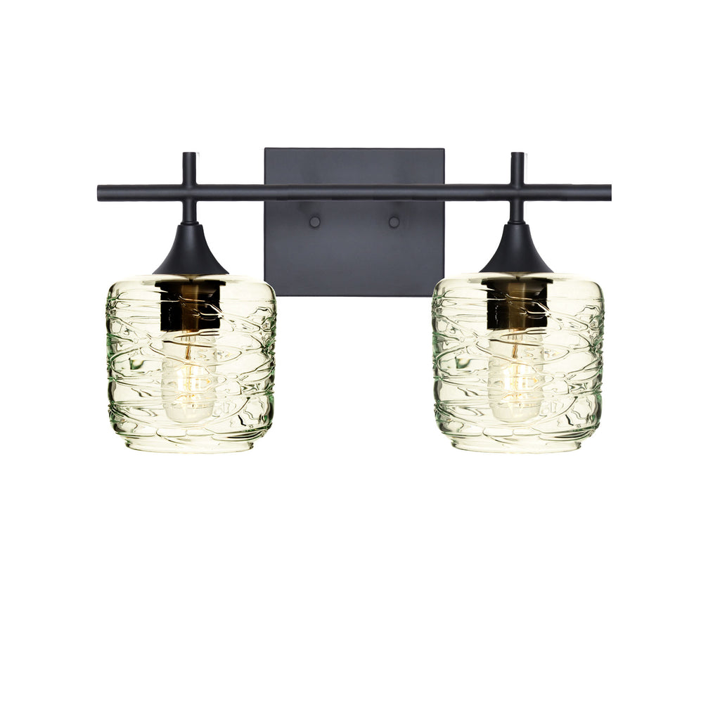 601 Spun: 2 Light Wall Vanity-Glass-Bicycle Glass Co - Hotshop-Eco Clear-Matte Black-Bicycle Glass Co