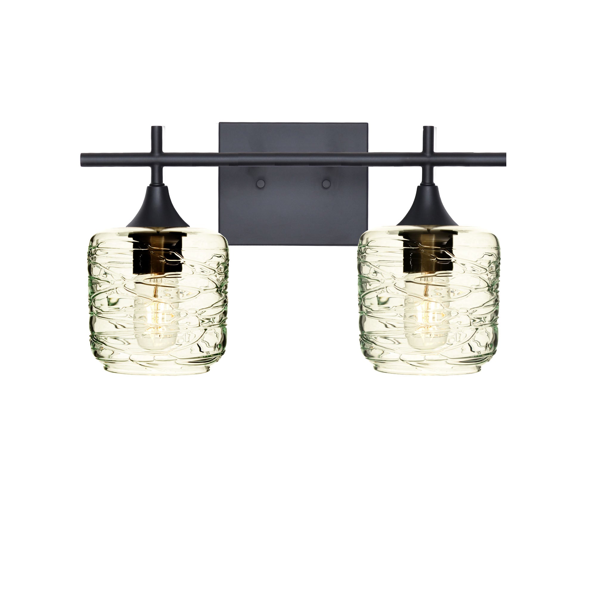 601 Spun: 2 Light Wall Vanity-Glass-Bicycle Glass Co - Hotshop-Eco Clear-Matte Black-Bicycle Glass Co