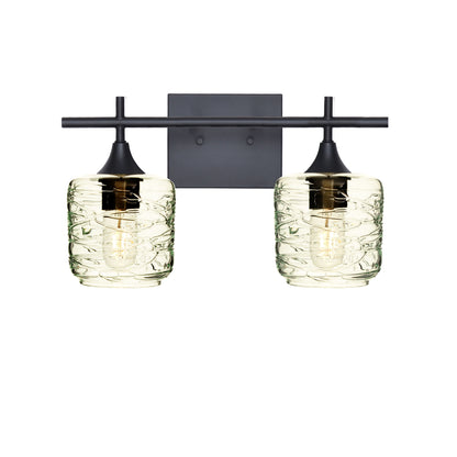 601 Spun: 2 Light Wall Vanity-Glass-Bicycle Glass Co - Hotshop-Eco Clear-Matte Black-Bicycle Glass Co
