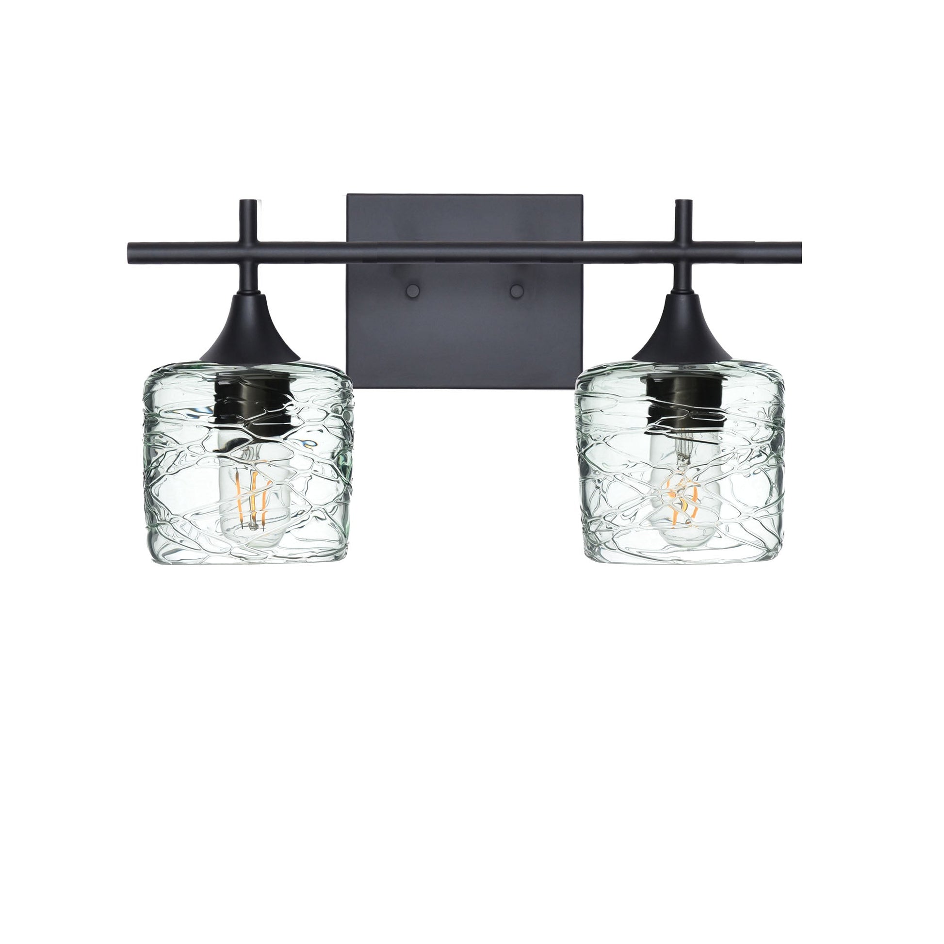 601 Spun: 2 Light Wall Vanity-Glass-Bicycle Glass Co - Hotshop-Eco Clear-Matte Black-Bicycle Glass Co