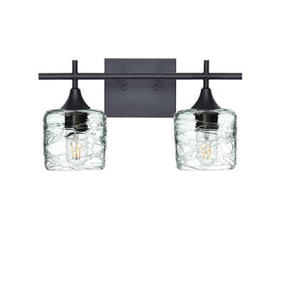 601 Spun: 2 Light Wall Vanity-Glass-Bicycle Glass Co - Hotshop-Eco Clear-Matte Black-Bicycle Glass Co