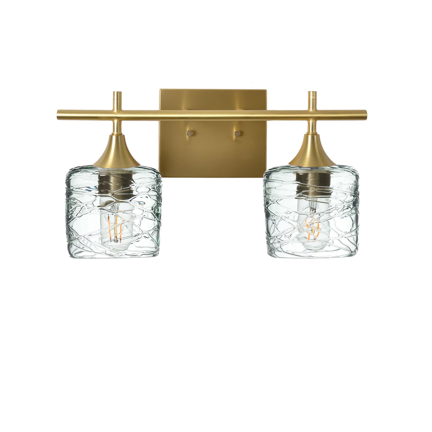 601 Spun: 2 Light Wall Vanity-Glass-Bicycle Glass Co - Hotshop-Eco Clear-Polished Brass-Bicycle Glass Co