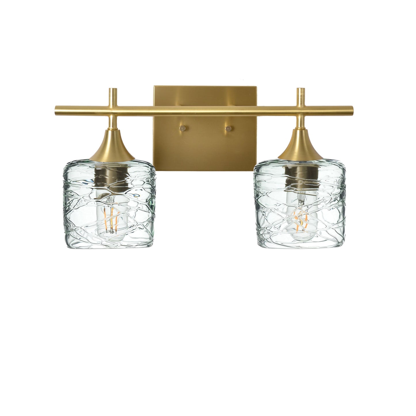 601 Spun: 2 Light Wall Vanity-Glass-Bicycle Glass Co - Hotshop-Eco Clear-Satin Brass-Bicycle Glass Co