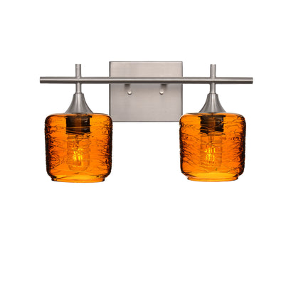 601 Spun: 2 Light Wall Vanity-Glass-Bicycle Glass Co - Hotshop-Golden Amber-Brushed Nickel-Bicycle Glass Co