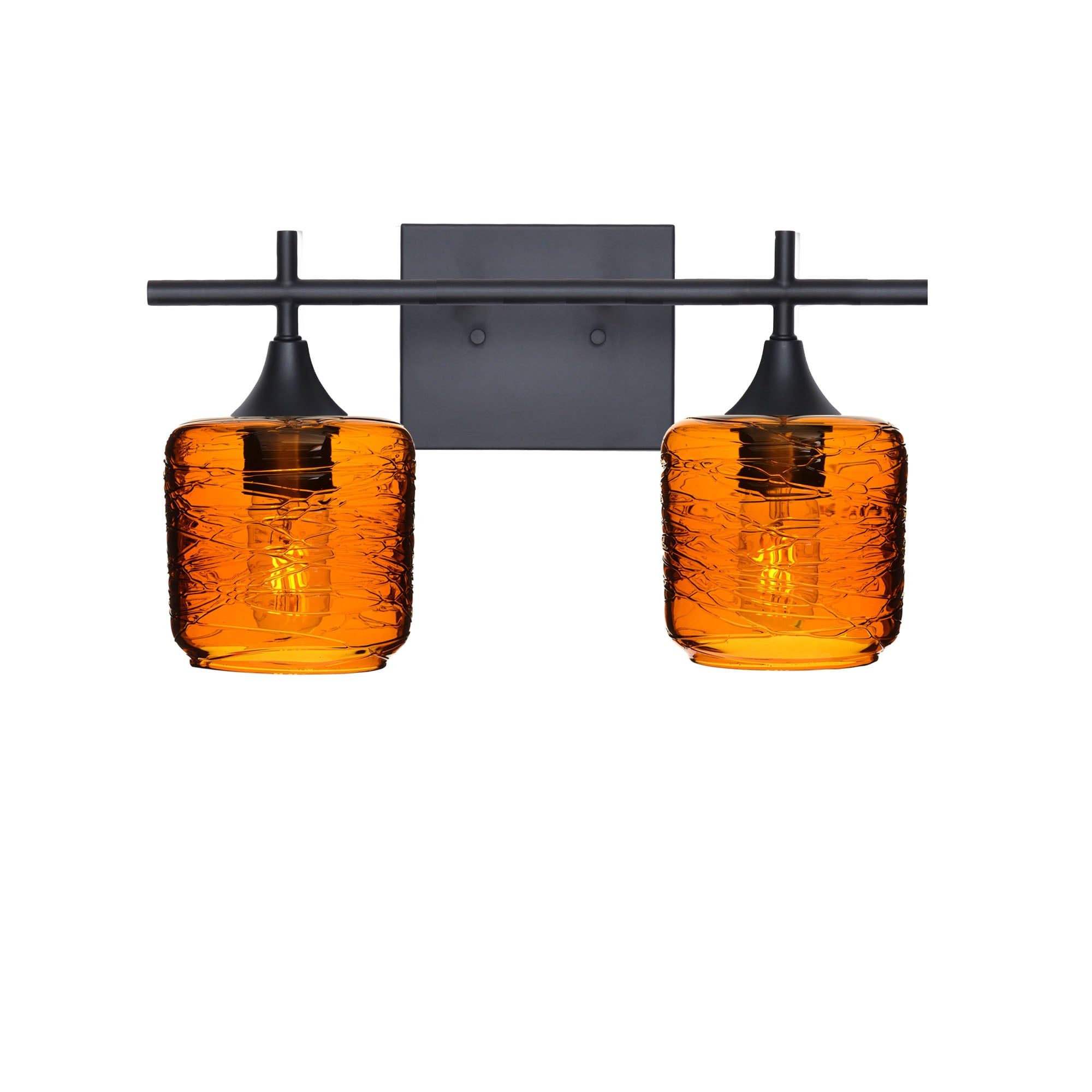 601 Spun: 2 Light Wall Vanity-Glass-Bicycle Glass Co - Hotshop-Golden Amber-Matte Black-Bicycle Glass Co
