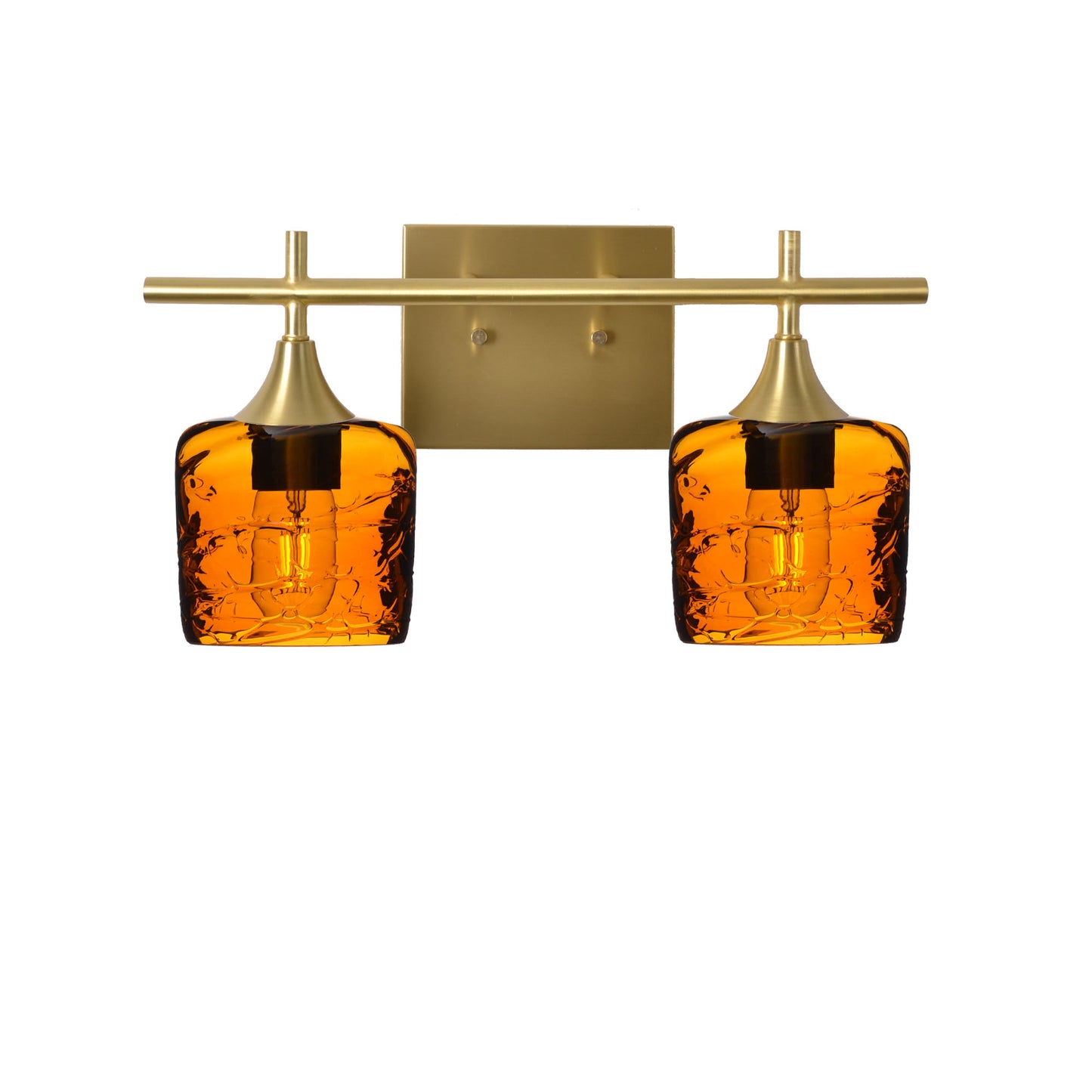 601 Spun: 2 Light Wall Vanity-Glass-Bicycle Glass Co - Hotshop-Golden Amber-Polished Brass-Bicycle Glass Co