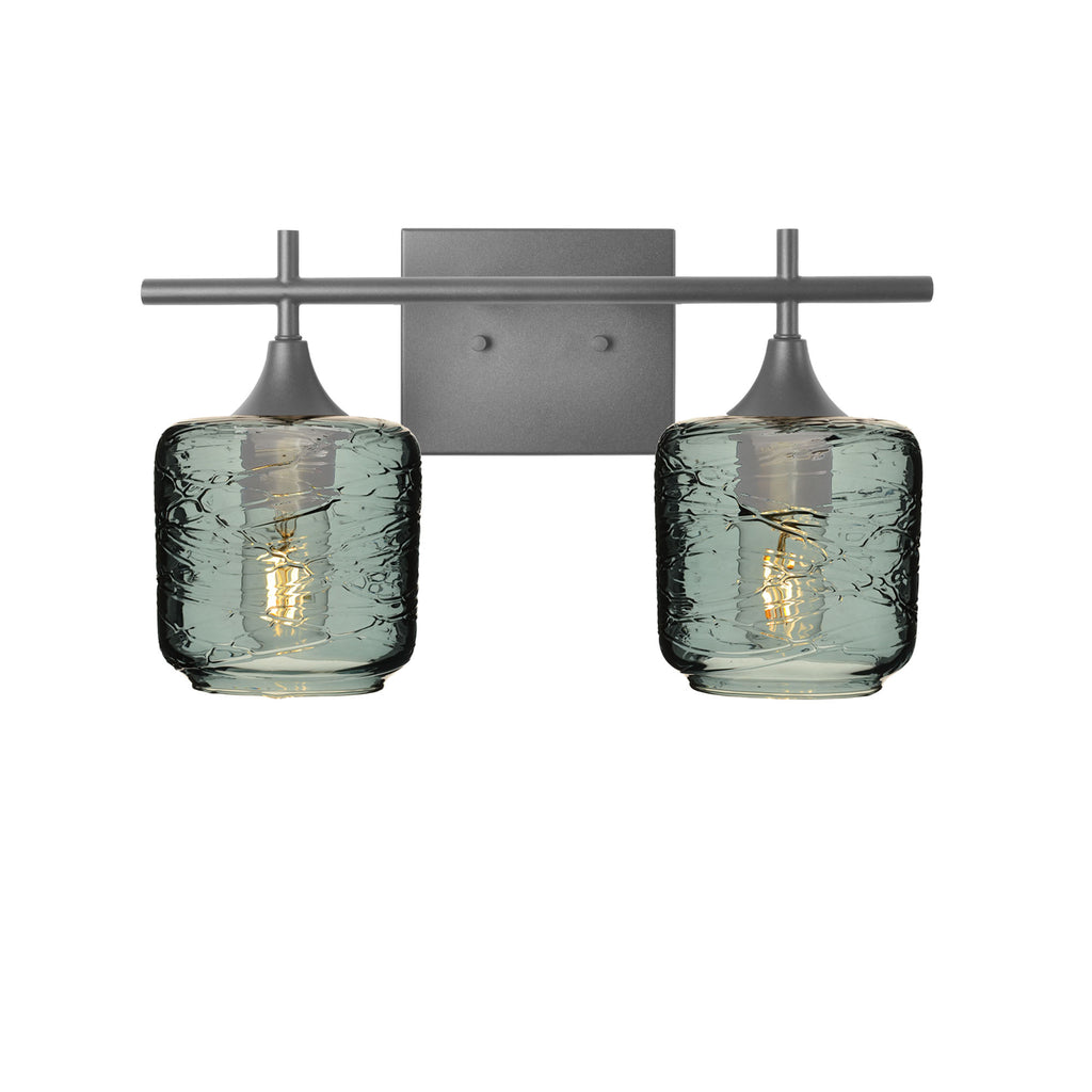 601 Spun: 2 Light Wall Vanity-Glass-Bicycle Glass Co - Hotshop-Slate Gray-Antique Bronze-Bicycle Glass Co