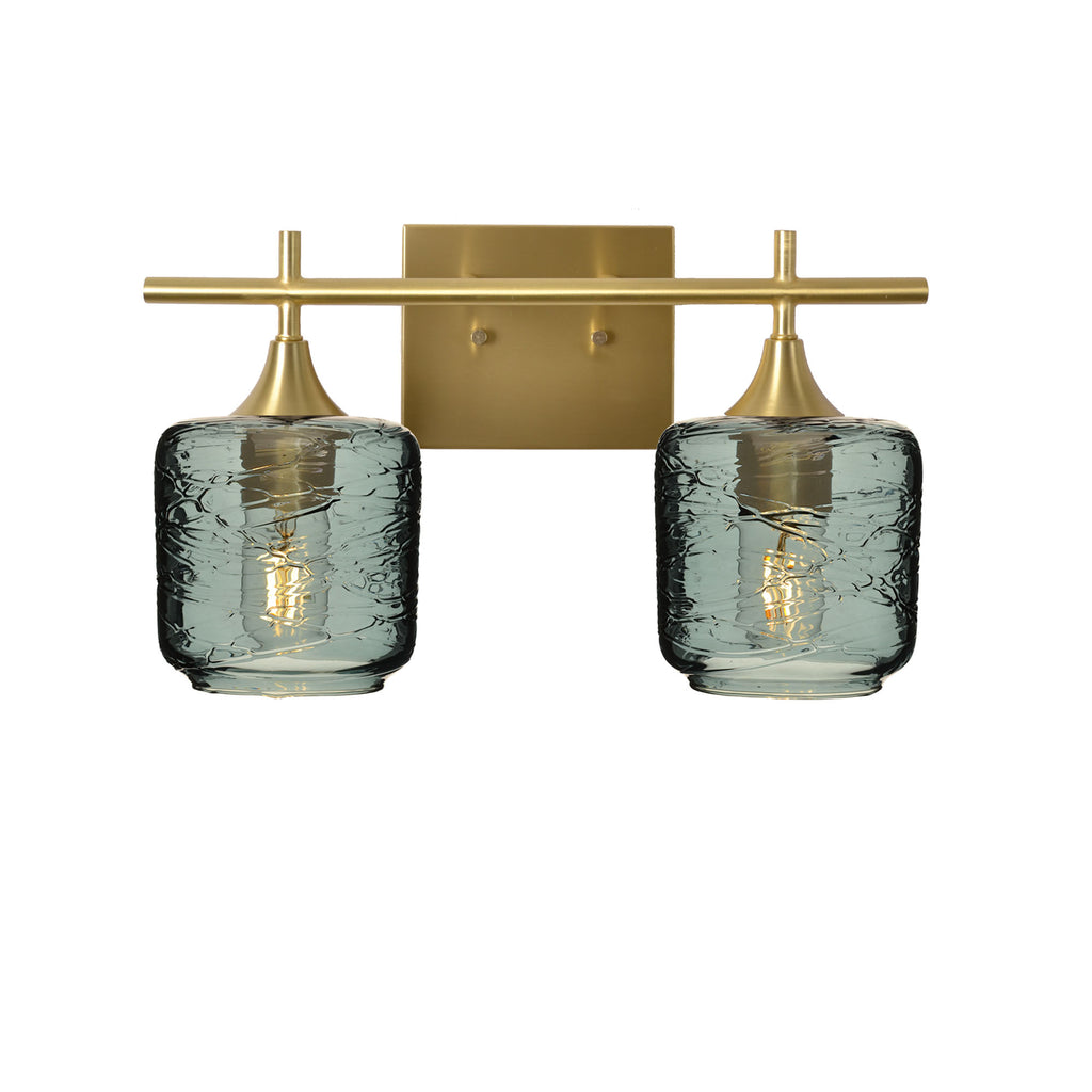 601 Spun: 2 Light Wall Vanity-Glass-Bicycle Glass Co - Hotshop-Slate Gray-Polished Brass-Bicycle Glass Co