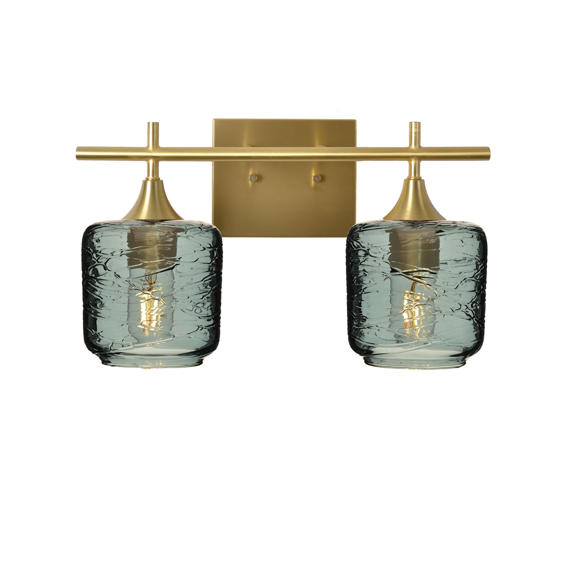 601 Spun: 2 Light Wall Vanity-Glass-Bicycle Glass Co - Hotshop-Slate Gray-Polished Brass-Bicycle Glass Co