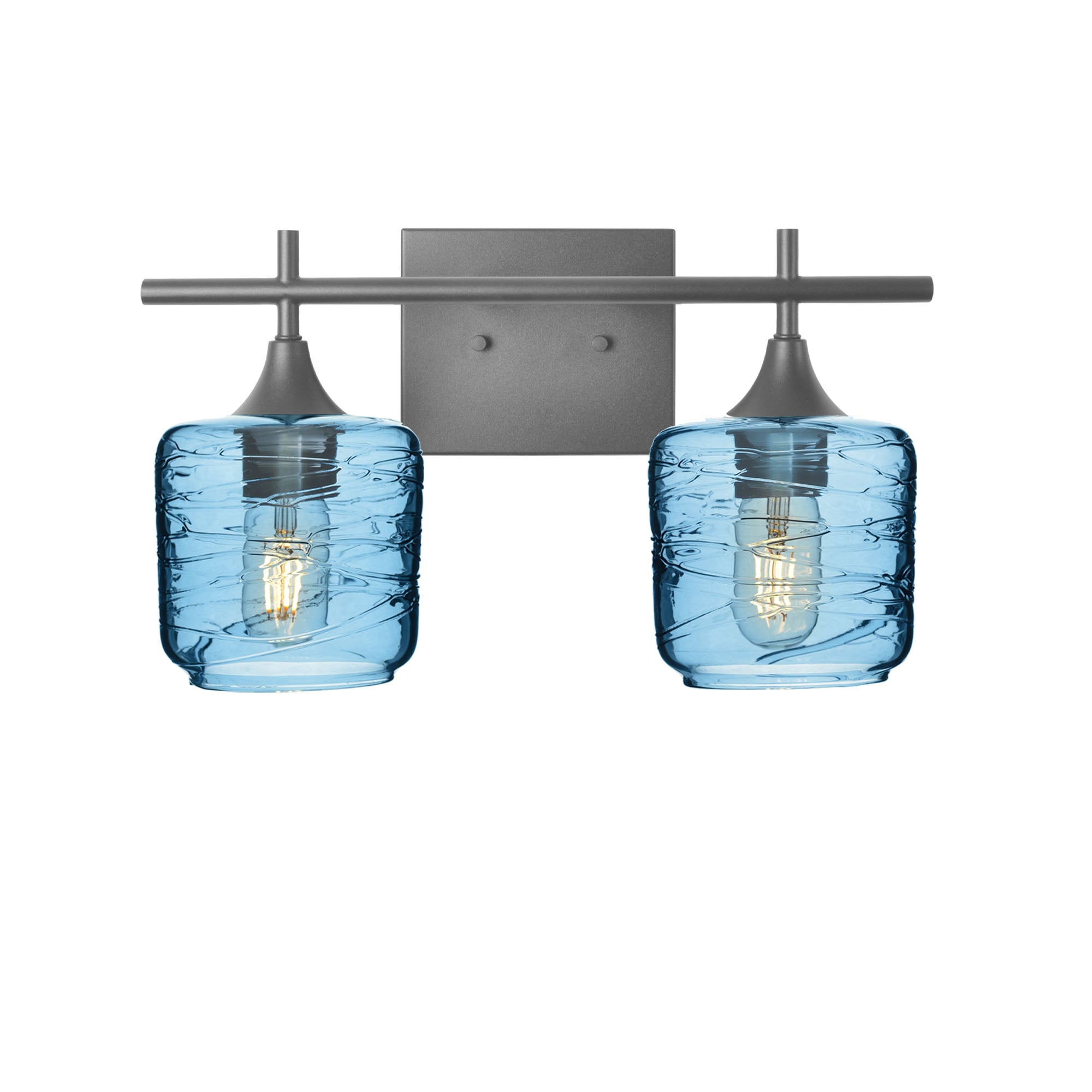 601 Spun: 2 Light Wall Vanity-Glass-Bicycle Glass Co - Hotshop-Steel Blue-Antique Bronze-Bicycle Glass Co
