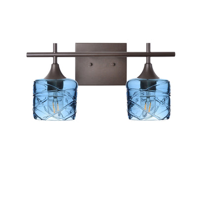 601 Spun: 2 Light Wall Vanity-Glass-Bicycle Glass Co - Hotshop-Steel Blue-Dark Bronze-Bicycle Glass Co