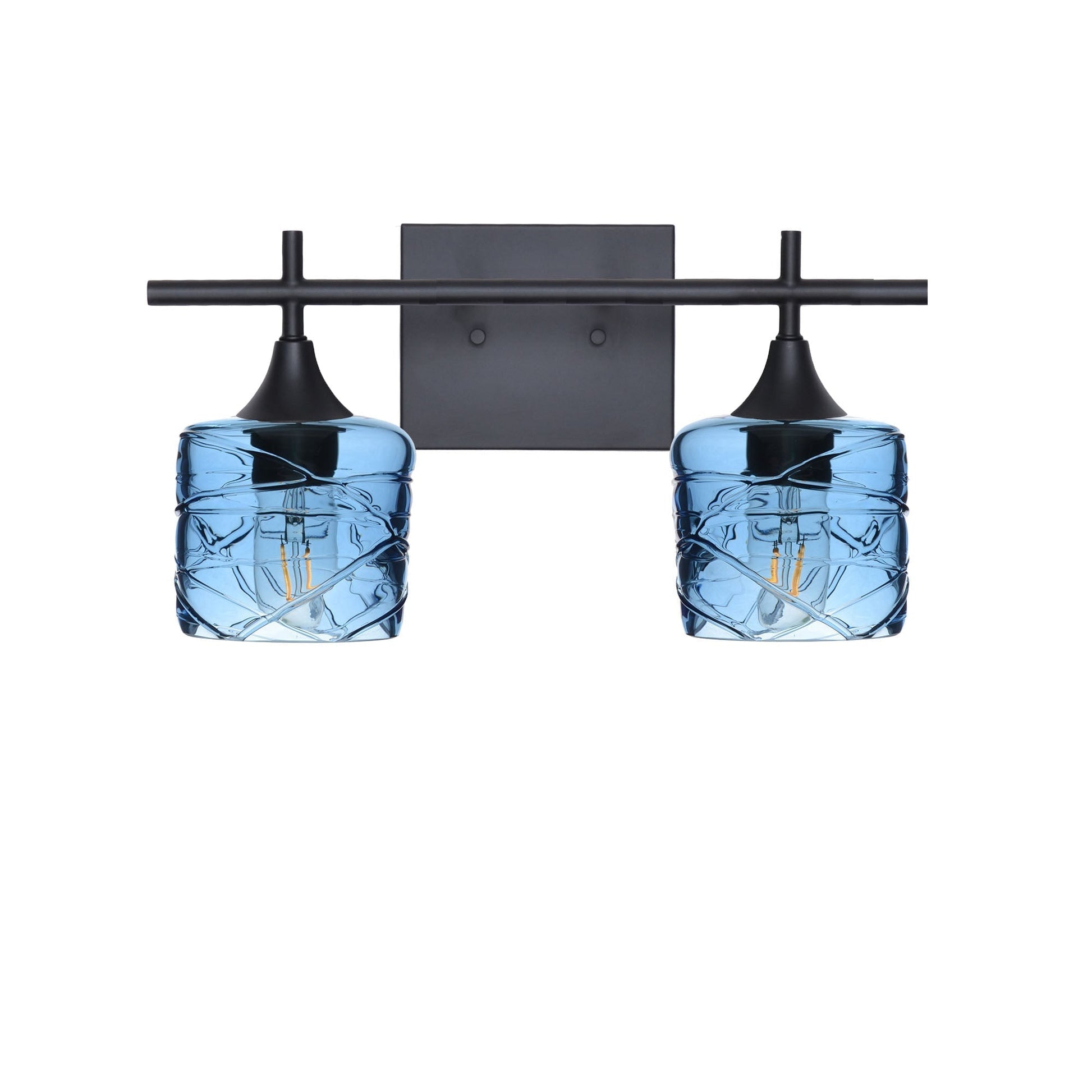 601 Spun: 2 Light Wall Vanity-Glass-Bicycle Glass Co - Hotshop-Steel Blue-Matte Black-Bicycle Glass Co