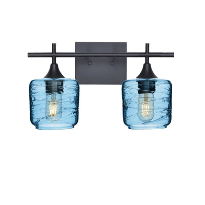 601 Spun: 2 Light Wall Vanity-Glass-Bicycle Glass Co - Hotshop-Steel Blue-Matte Black-Bicycle Glass Co