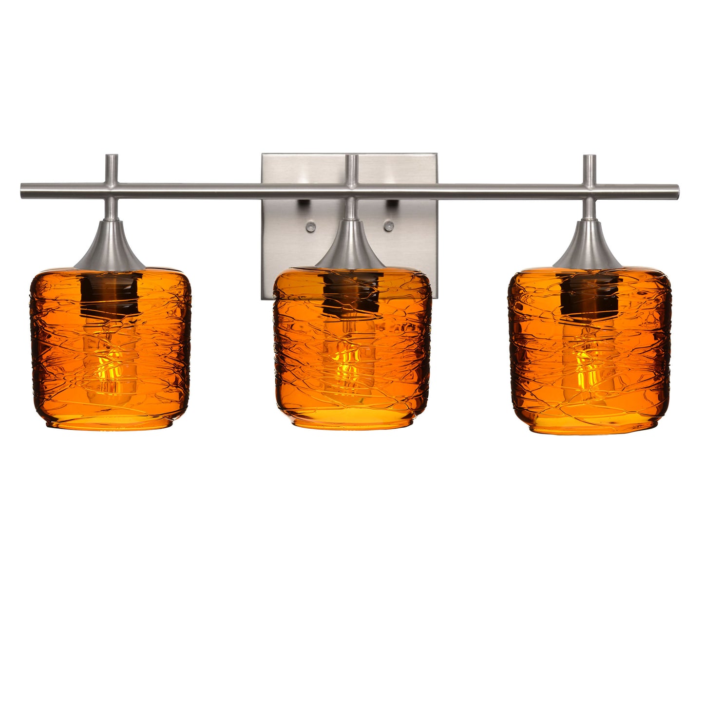 601 Spun: 3 Light Wall Vanity-Glass-Bicycle Glass Co - Hotshop-Golden Amber-Brushed Nickel-Bicycle Glass Co