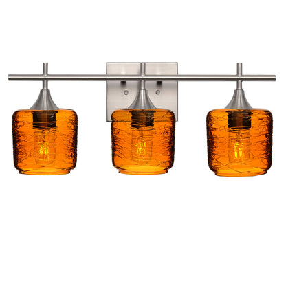 601 Spun: 3 Light Wall Vanity-Glass-Bicycle Glass Co - Hotshop-Golden Amber-Brushed Nickel-Bicycle Glass Co
