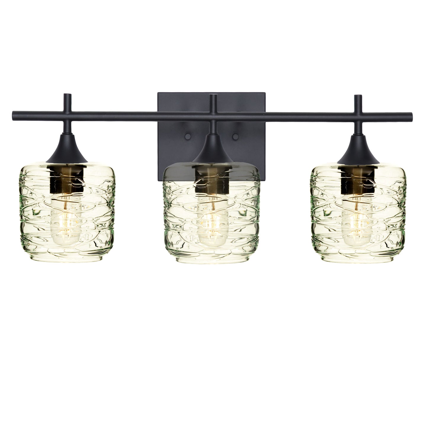 601 Spun: 3 Light Wall Vanity-Glass-Bicycle Glass Co - Hotshop-Eco Clear-Matte Black-Bicycle Glass Co