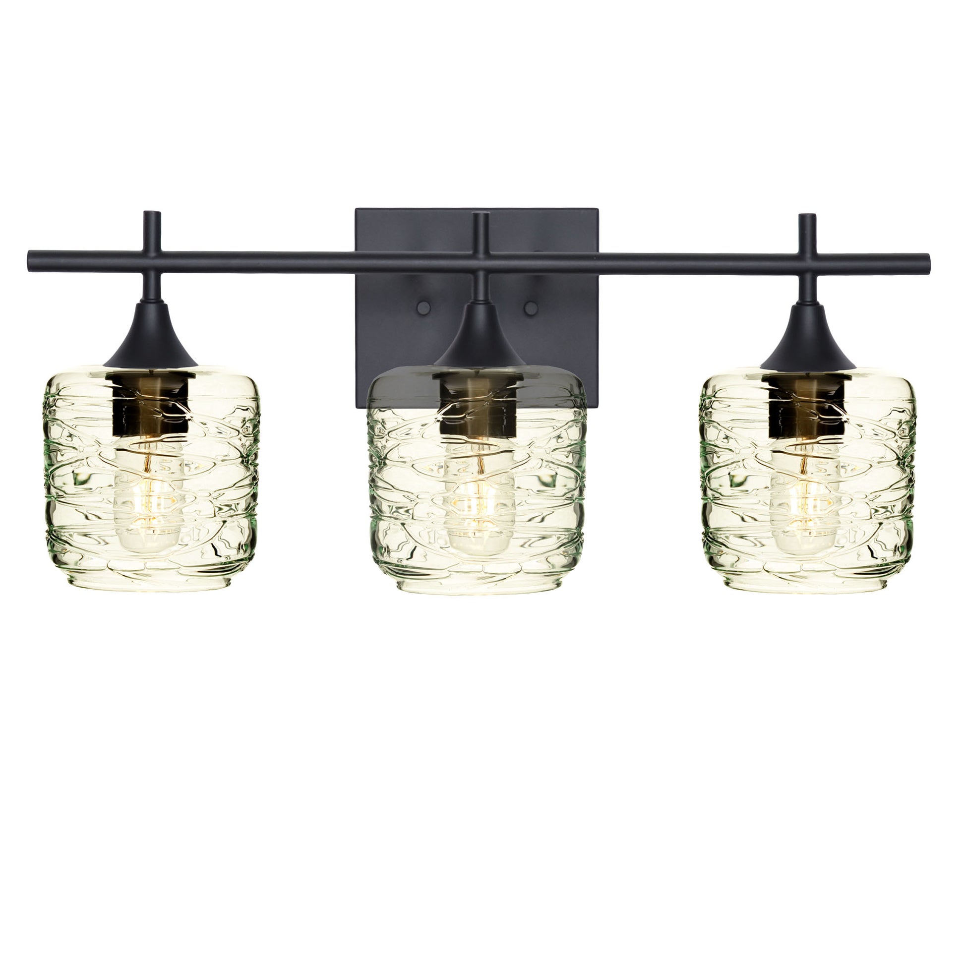 601 Spun: 3 Light Wall Vanity-Glass-Bicycle Glass Co - Hotshop-Eco Clear-Matte Black-Bicycle Glass Co